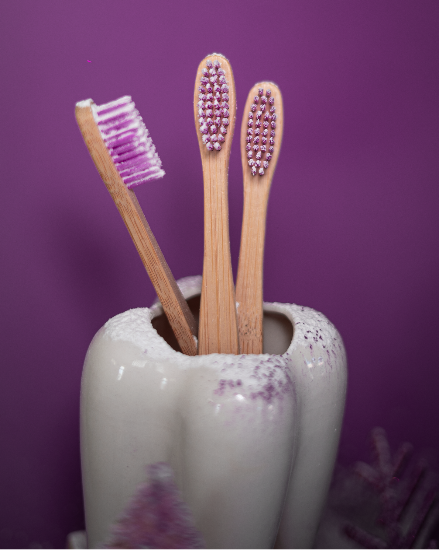 MAUVEY Purple Bristle Bamboo Toothbrush